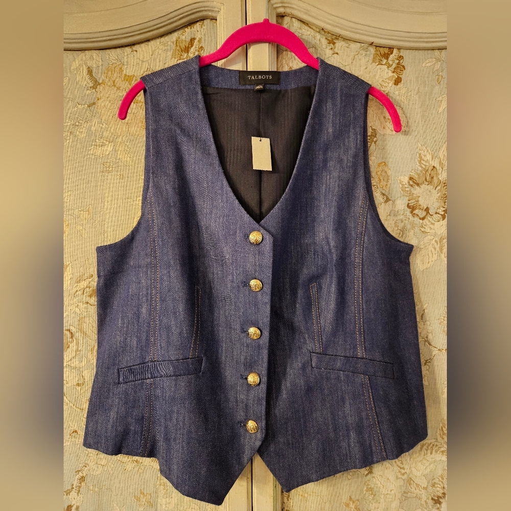 TALBOTS DENIM BLAZER AND VEST 12 NWT - Picture 3 of 10
